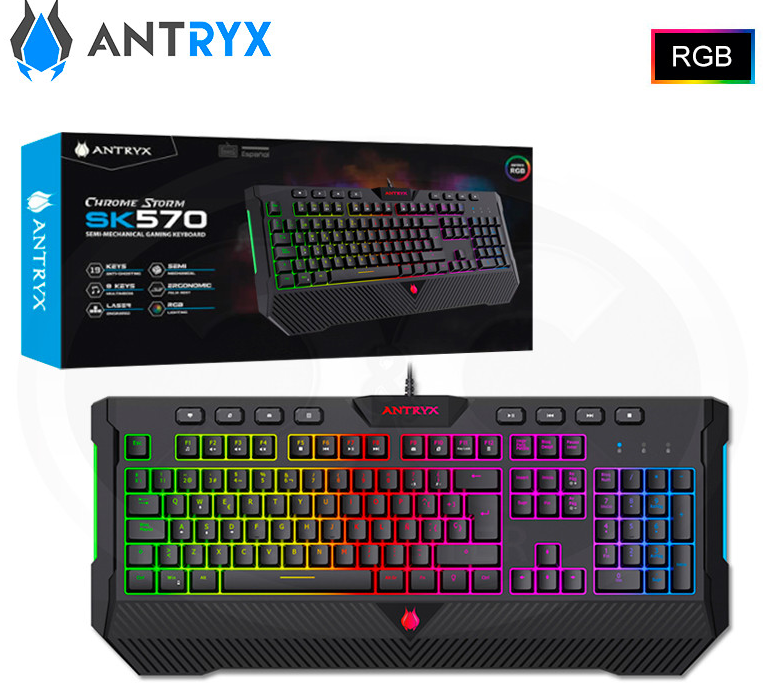 TECLADO ANTRYX SK570 RGB CHROME STORM SEMI-MECANICO (PN:AGK-CS570K-SP)